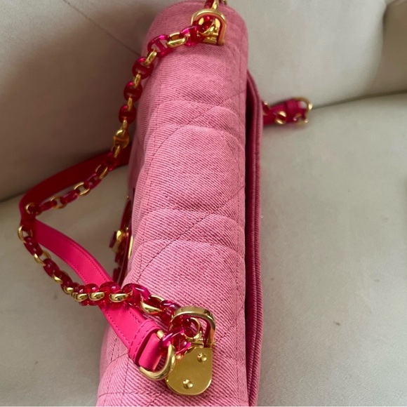 Christian Dior Macrocannage Caro Crossbody Medium Pink Denim - Picture 9 of 15